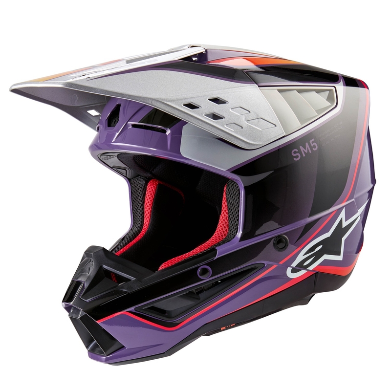Alpinestars S-M5 Sail kaciga za motocross ljubičasta-crna-srebrna
