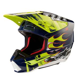 Motocross kaciga Alpinestars S-M5 Rash plavo-fluo žuta