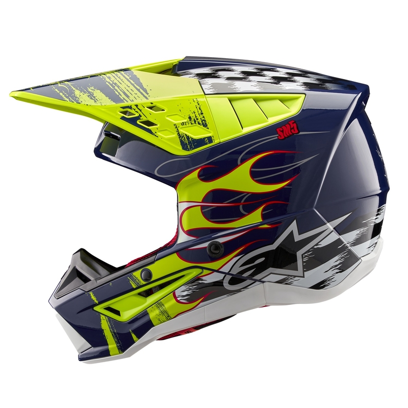 Motocross kaciga Alpinestars S-M5 Rash plavo-fluo žuta
