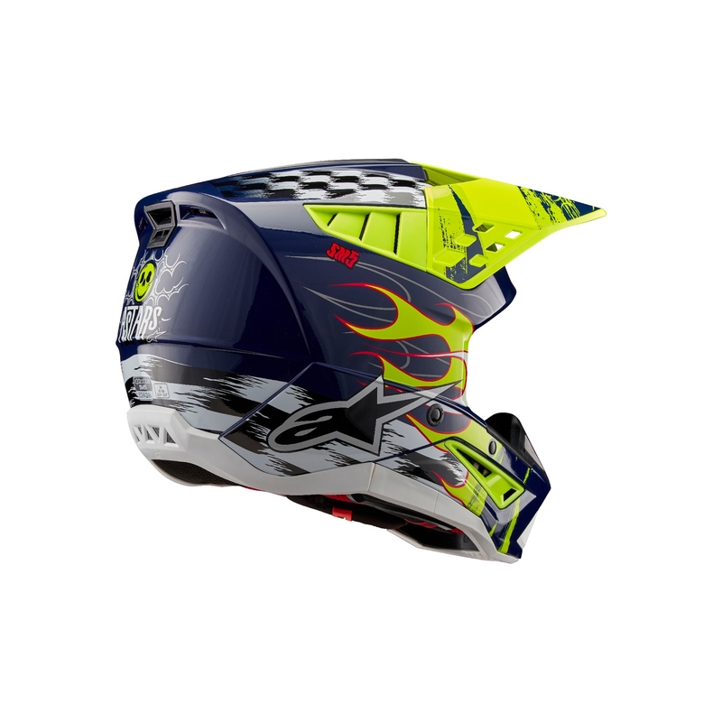 Motocross kaciga Alpinestars S-M5 Rash plavo-fluo žuta