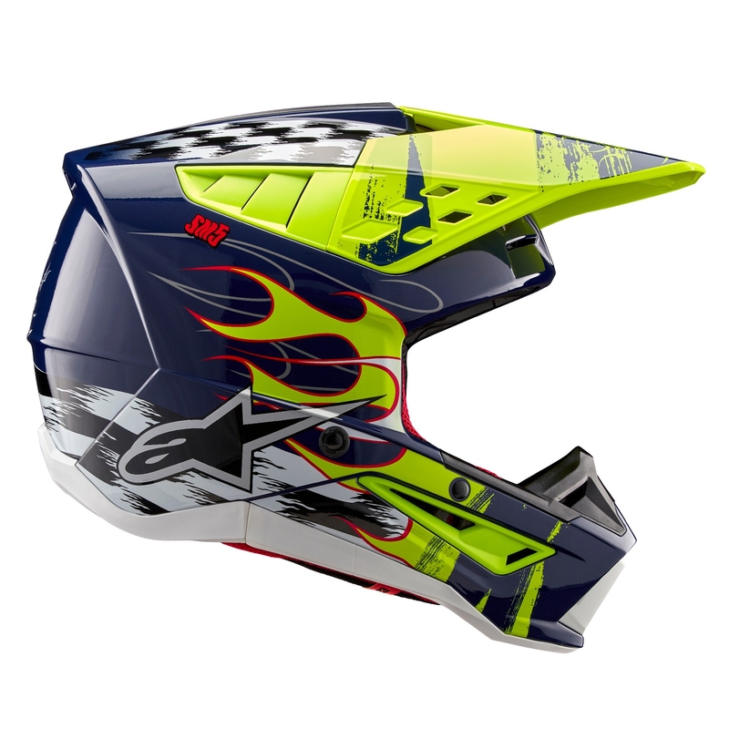 Motocross kaciga Alpinestars S-M5 Rash plavo-fluo žuta