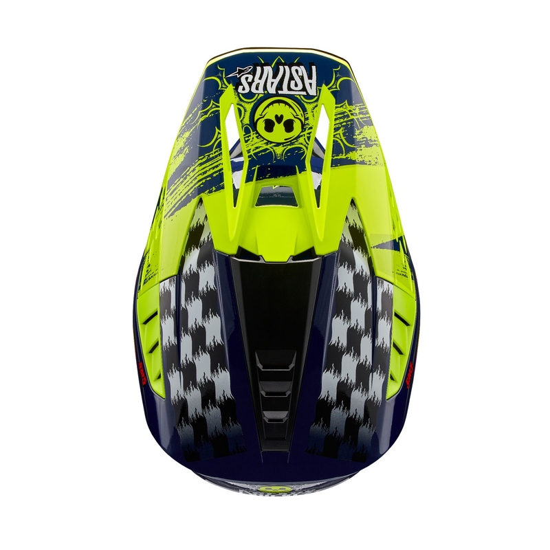Motocross kaciga Alpinestars S-M5 Rash plavo-fluo žuta