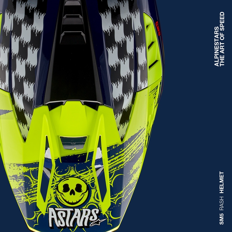 Motocross kaciga Alpinestars S-M5 Rash plavo-fluo žuta