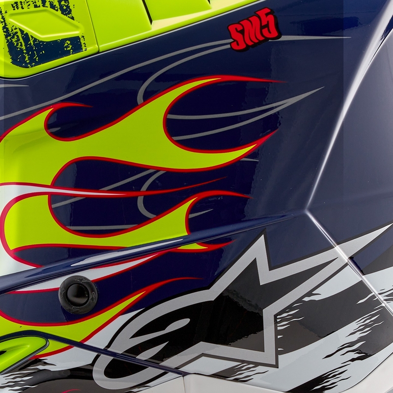 Motocross kaciga Alpinestars S-M5 Rash plavo-fluo žuta