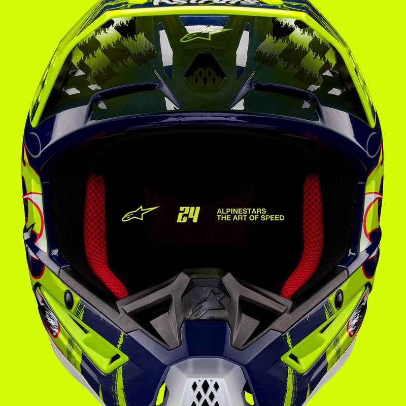 Motocross kaciga Alpinestars S-M5 Rash plavo-fluo žuta
