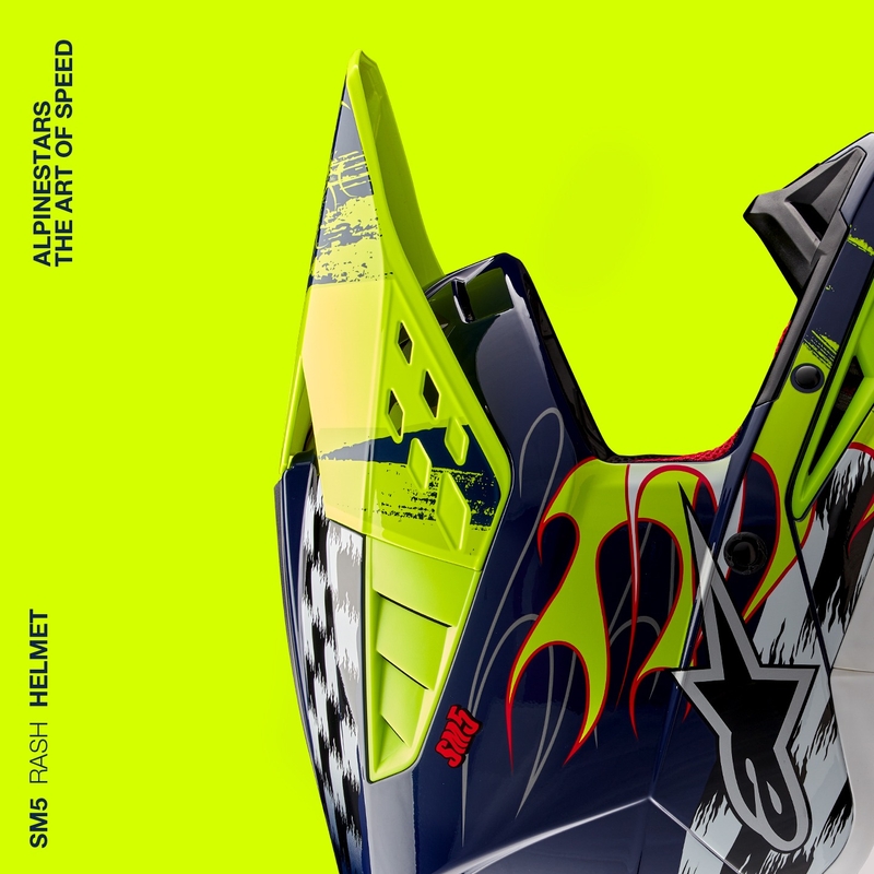Motocross kaciga Alpinestars S-M5 Rash plavo-fluo žuta