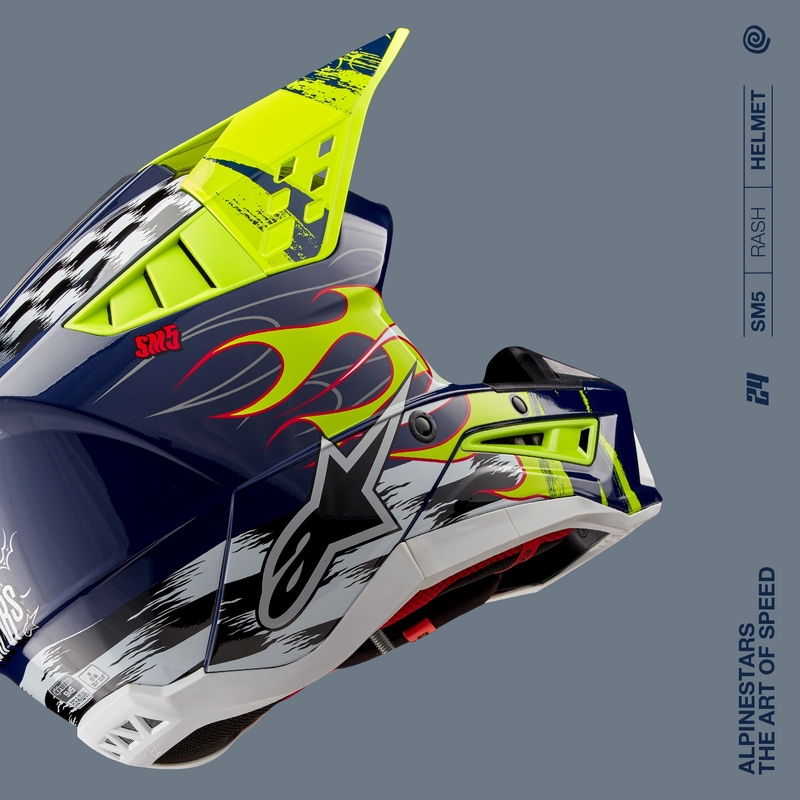 Motocross kaciga Alpinestars S-M5 Rash plavo-fluo žuta