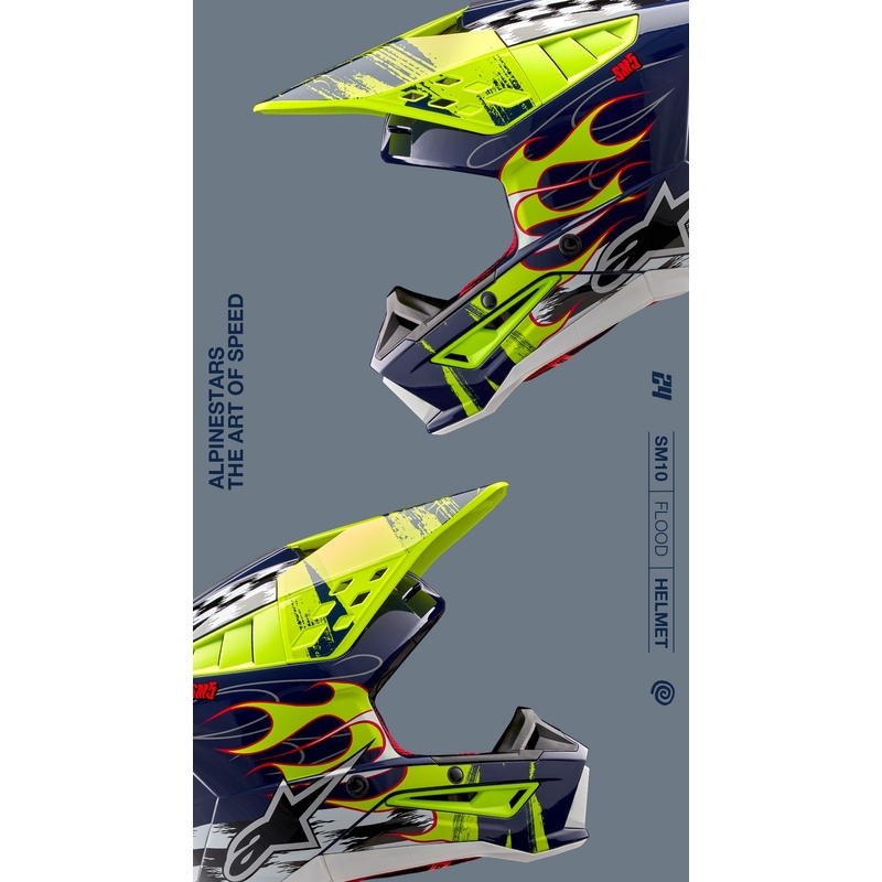 Motocross kaciga Alpinestars S-M5 Rash plavo-fluo žuta