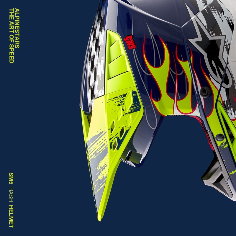 Motocross kaciga Alpinestars S-M5 Rash plavo-fluo žuta