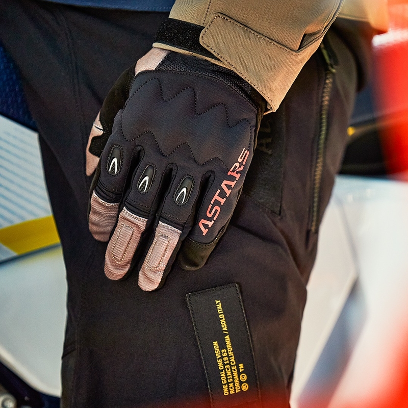Alpinestars Techdura motokros rukavice crno-smeđe-fluo crvene boje