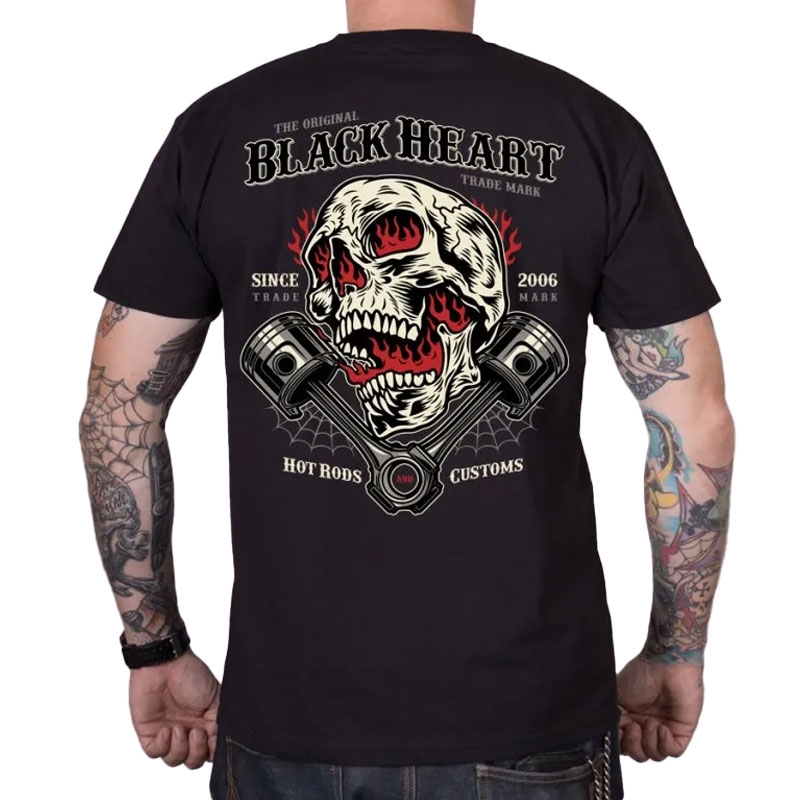 Crna majica kratkih rukava Black Heart Flame Piston
