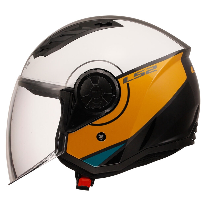 Otvorena motociklistička kaciga LS2 OF616 Airflow II Cover sjajna bijelo-smeđa