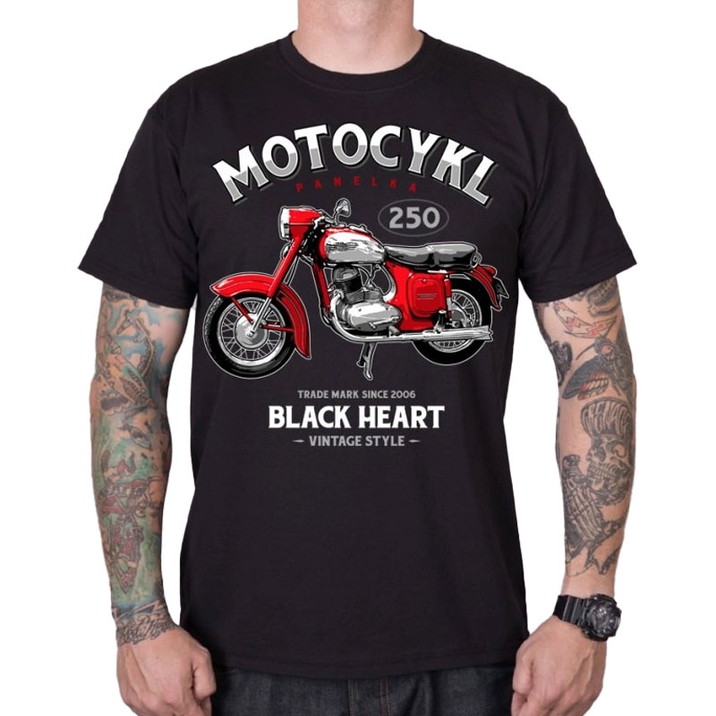 Majica Black Heart Motorcycle Panelka crna