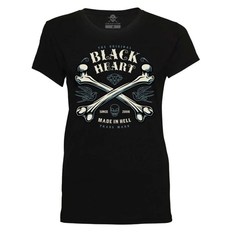 Ženska majica kratkih rukava Black Heart Bones crna