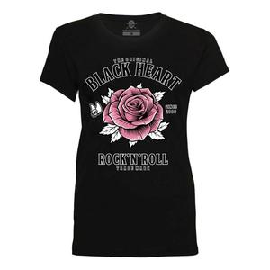 Black Heart Rock N Roll Rose ženska majica crna