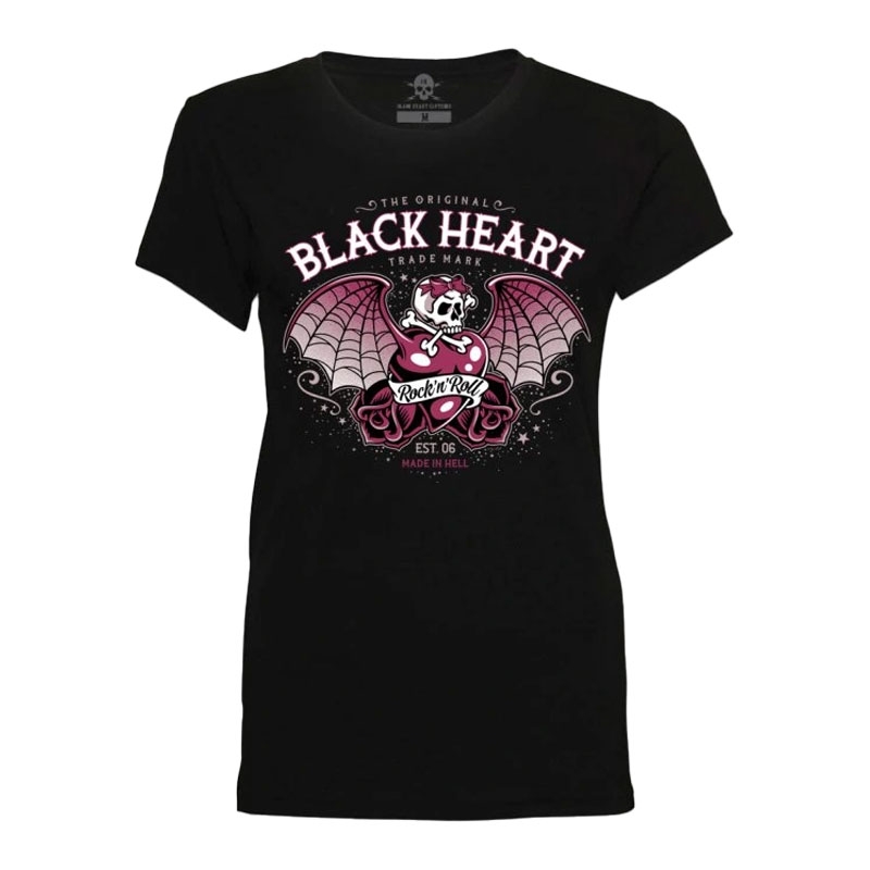 Ženska majica Black Heart Wings Heart crna
