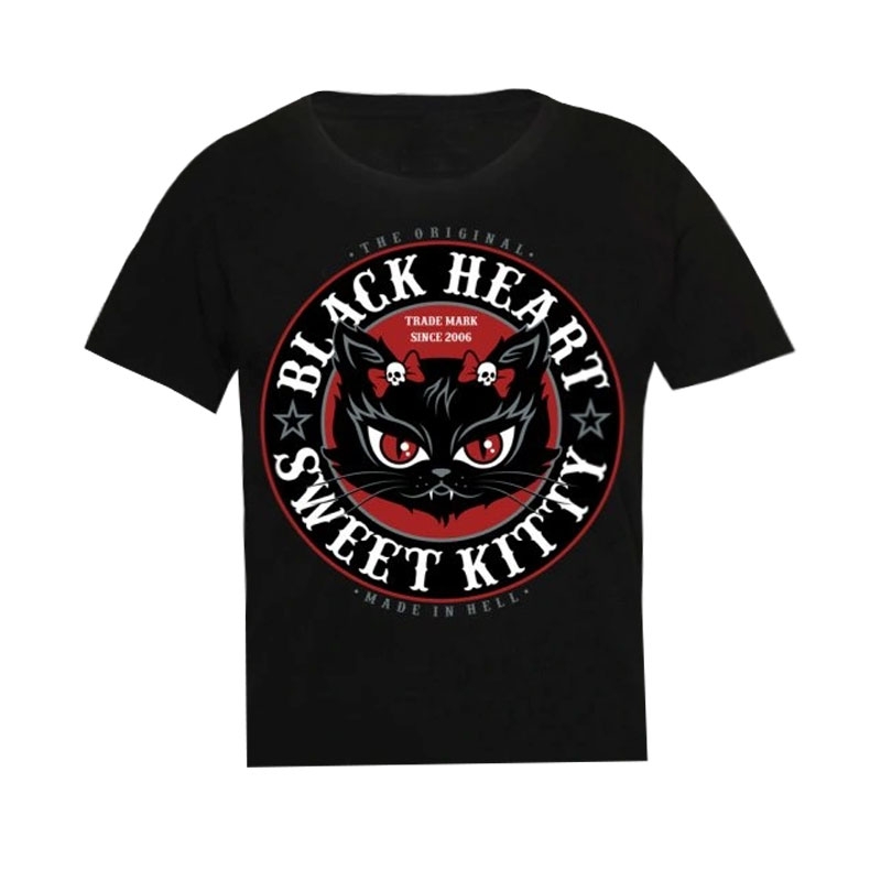 Dječja majica Black Heart Heart Kitty crna