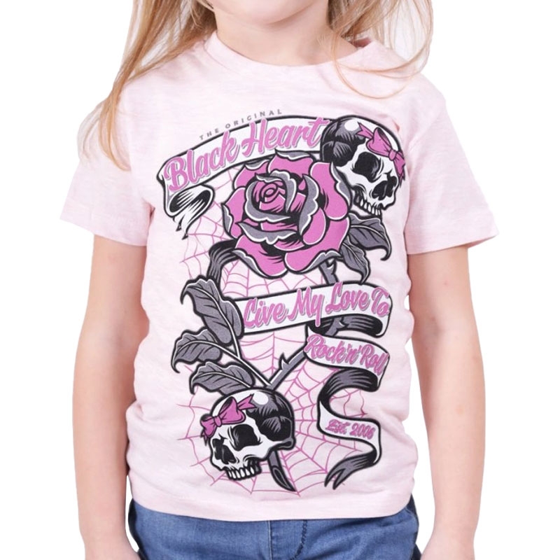 Dječja majica Black Heart Ribbon Rose pink