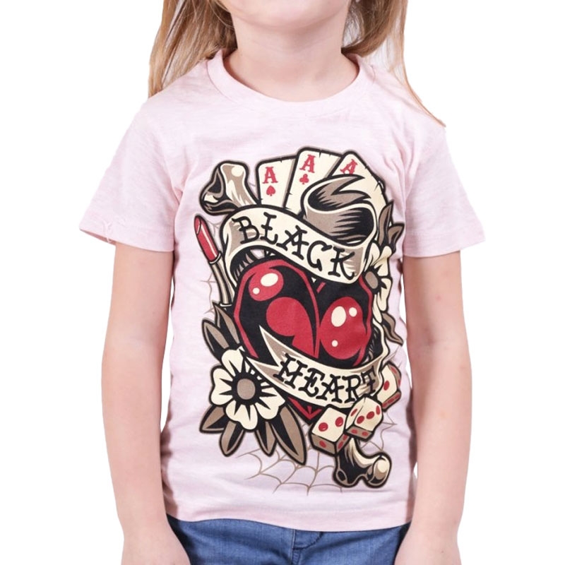 Dječja majica Black Heart Rockabilly Heart roza