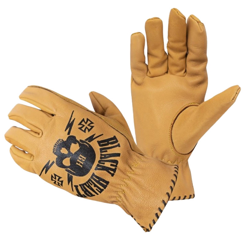 Chopper rukavice Black Heart Skull Gloves smeđe