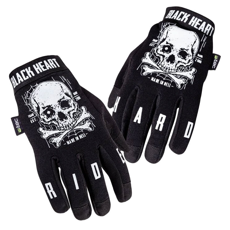 Black Heart W-TEC Web Skull chopper rukavice crne