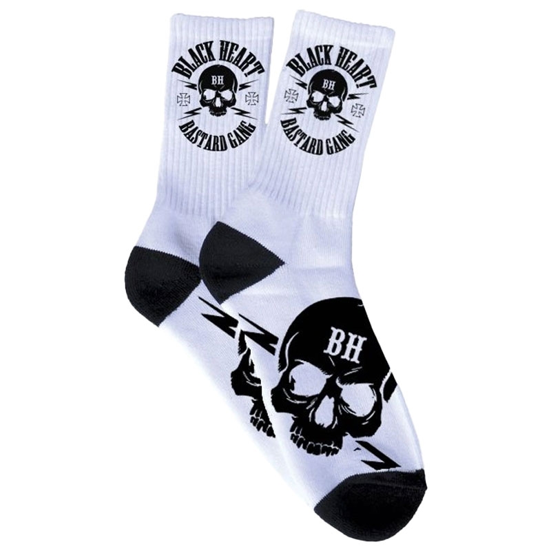 Bijele čarape Black Heart Bastard Skull