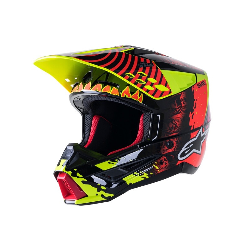 Motocross kaciga Alpinestars S-M5 Solar Flare fluo žuto-fluo crveno-crna