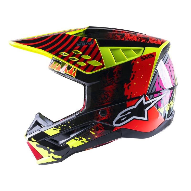 Motocross kaciga Alpinestars S-M5 Solar Flare fluo žuto-fluo crveno-crna