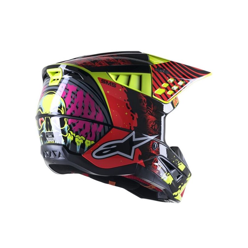 Motocross kaciga Alpinestars S-M5 Solar Flare fluo žuto-fluo crveno-crna