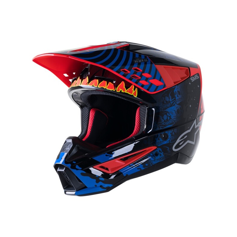 Alpinestars S-M5 Solar Flare kaciga za motocros crna-plava-fluo crvena-fluo žuta rasprodaja
