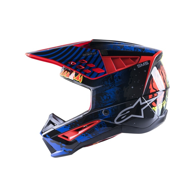 Alpinestars S-M5 Solar Flare kaciga za motocros crna-plava-fluo crvena-fluo žuta rasprodaja