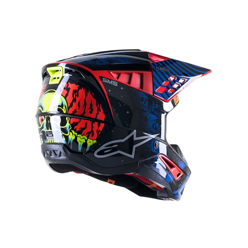 Alpinestars S-M5 Solar Flare kaciga za motocros crna-plava-fluo crvena-fluo žuta rasprodaja