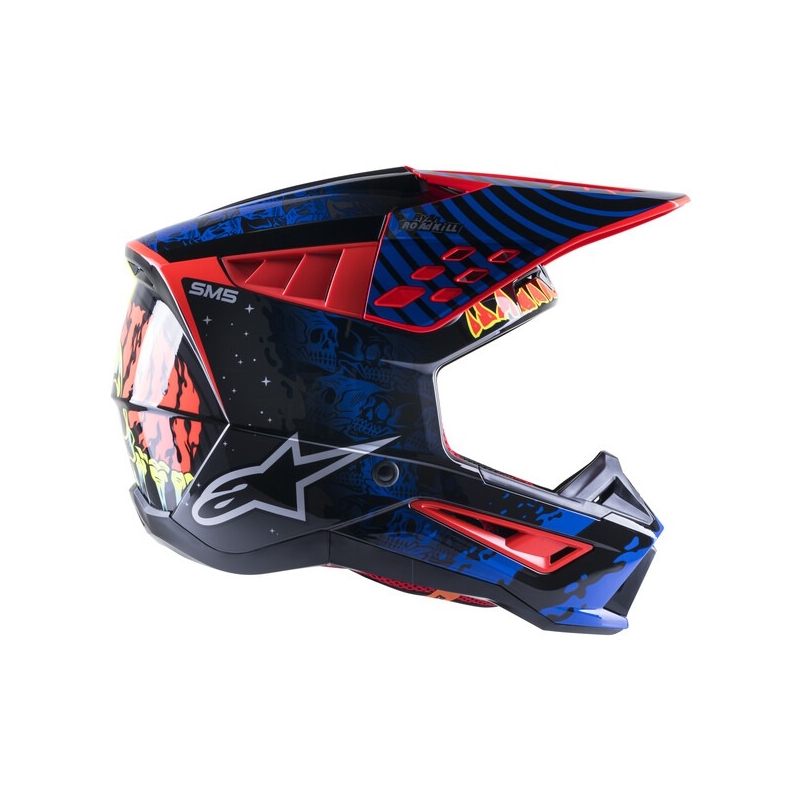 Alpinestars S-M5 Solar Flare kaciga za motocros crna-plava-fluo crvena-fluo žuta rasprodaja