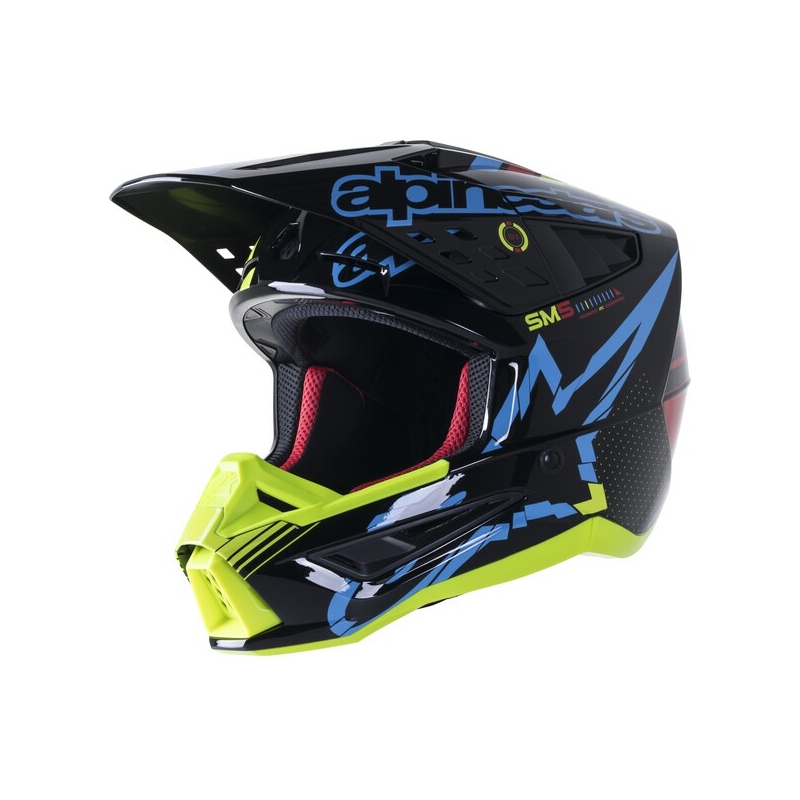 Motocross kaciga Alpinestars S-M5 Action fluo žuto-crna-plava-tamno crvena