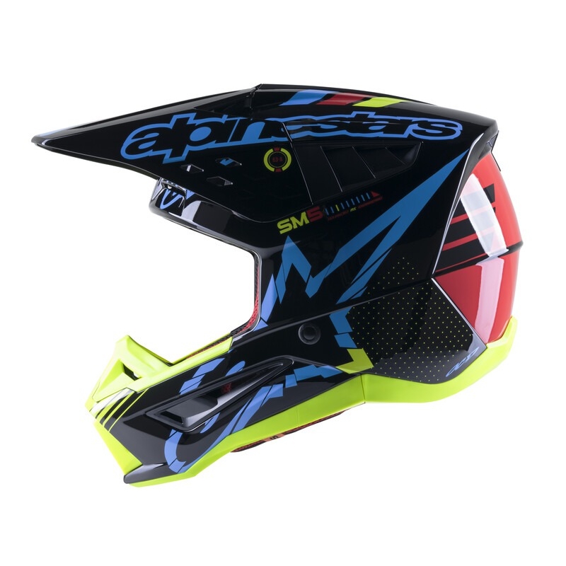 Motocross kaciga Alpinestars S-M5 Action fluo žuto-crna-plava-tamno crvena
