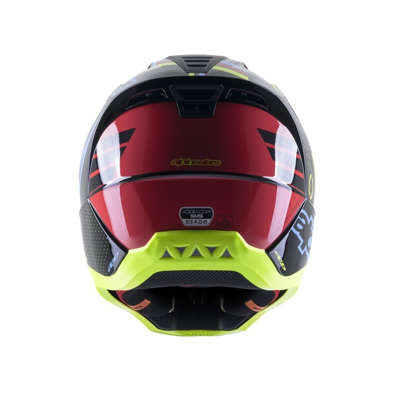 Motocross kaciga Alpinestars S-M5 Action fluo žuto-crna-plava-tamno crvena