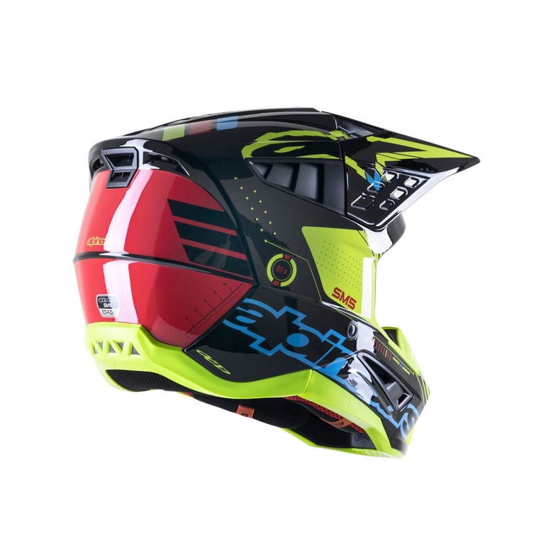 Motocross kaciga Alpinestars S-M5 Action fluo žuto-crna-plava-tamno crvena