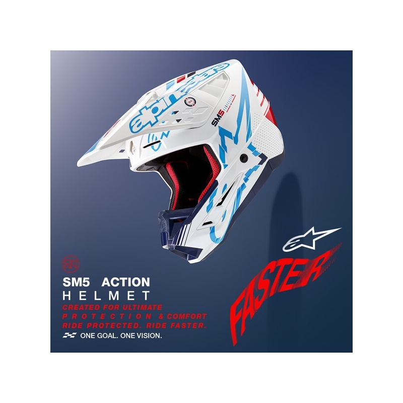 Alpinestars S-M5 Action motocross kaciga bijela-plava-crna-tamno crvena