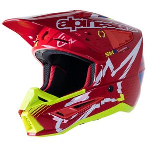 Alpinestars S-M5 Action motocross kaciga crveno-fluo žuto-bijelo plava