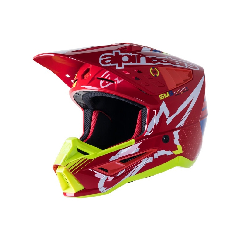 Alpinestars S-M5 Action motocross kaciga crveno-fluo žuto-bijelo plava