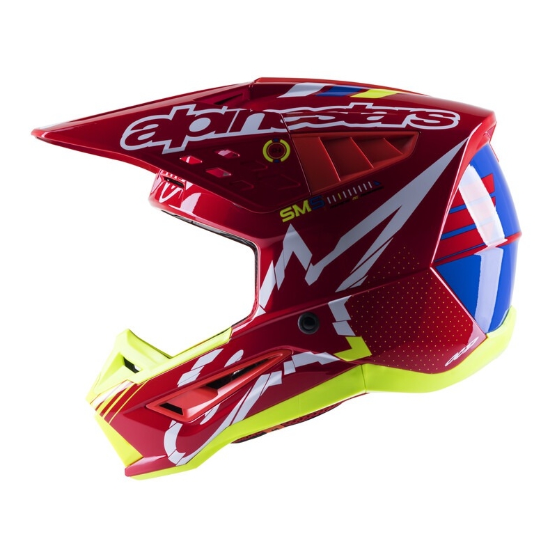 Alpinestars S-M5 Action motocross kaciga crveno-fluo žuto-bijelo plava