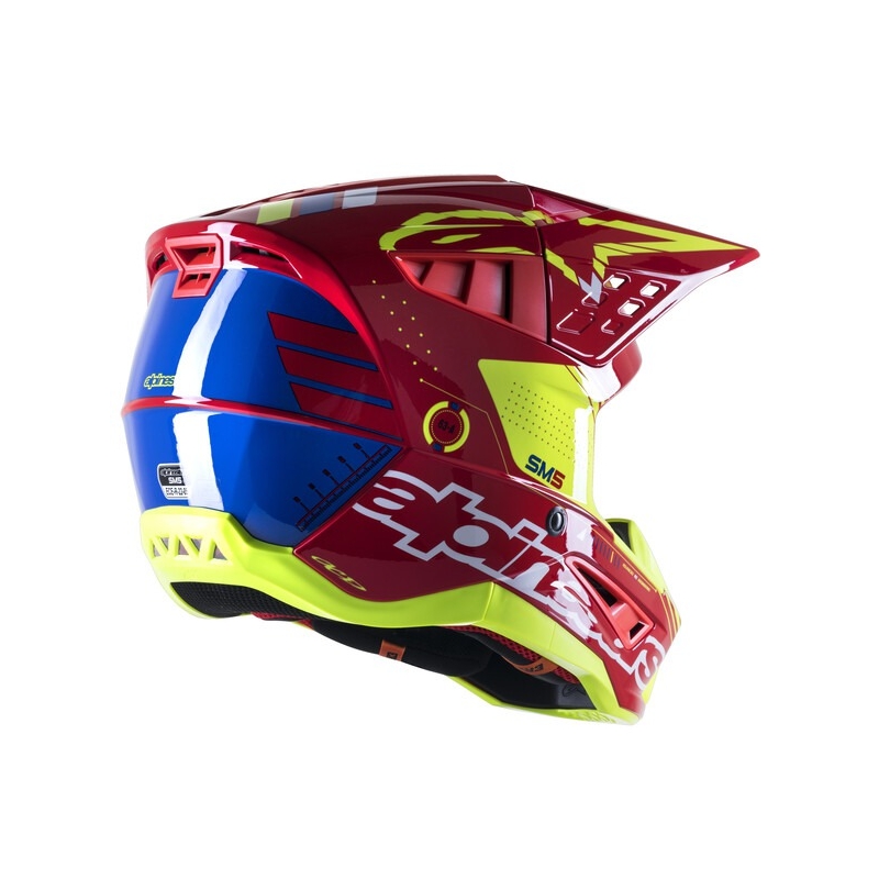 Alpinestars S-M5 Action motocross kaciga crveno-fluo žuto-bijelo plava