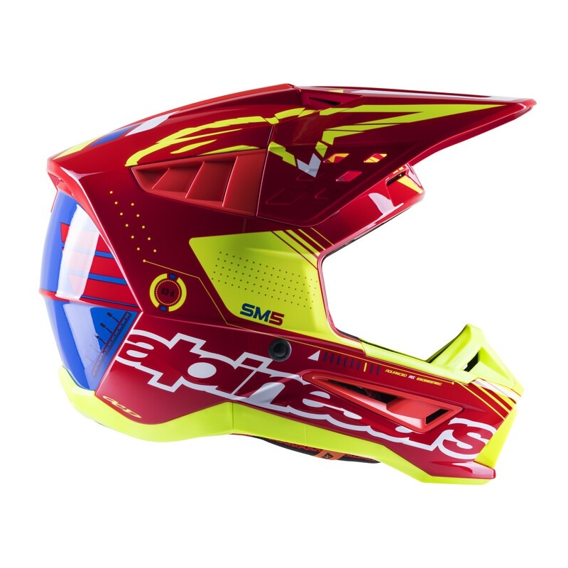 Alpinestars S-M5 Action motocross kaciga crveno-fluo žuto-bijelo plava