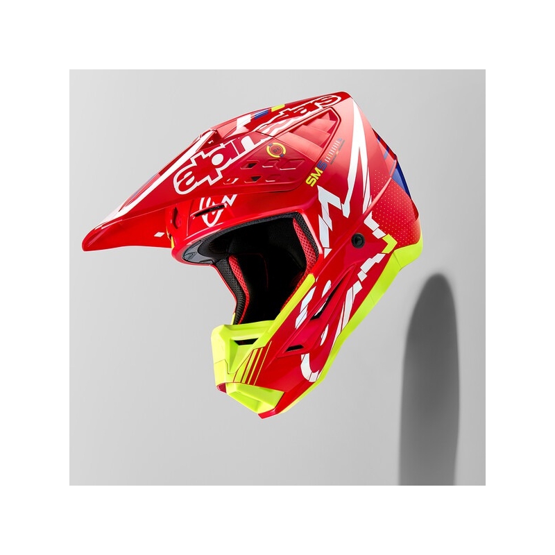 Alpinestars S-M5 Action motocross kaciga crveno-fluo žuto-bijelo plava