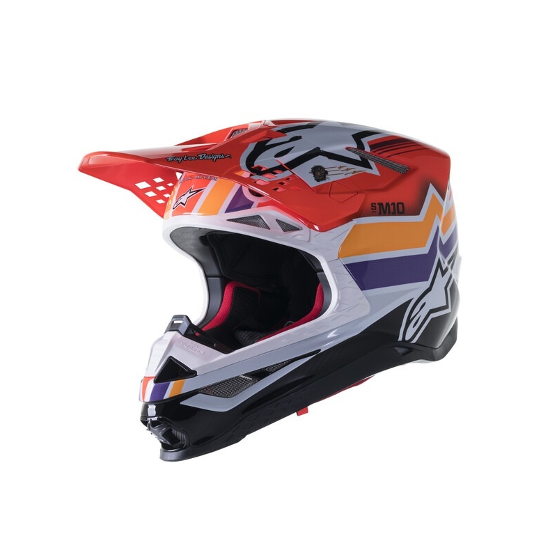 Alpinestars Supertech S-M10 Motocross kaciga Troy Lee Designs Edition Orange-Yellow-Purple-White Black
