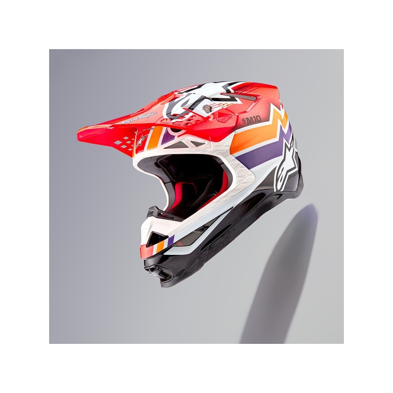 Alpinestars Supertech S-M10 Motocross kaciga Troy Lee Designs Edition Orange-Yellow-Purple-White Black