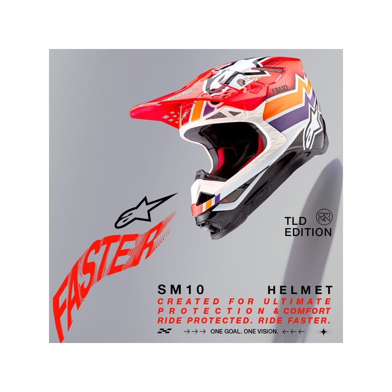 Alpinestars Supertech S-M10 Motocross kaciga Troy Lee Designs Edition Orange-Yellow-Purple-White Black