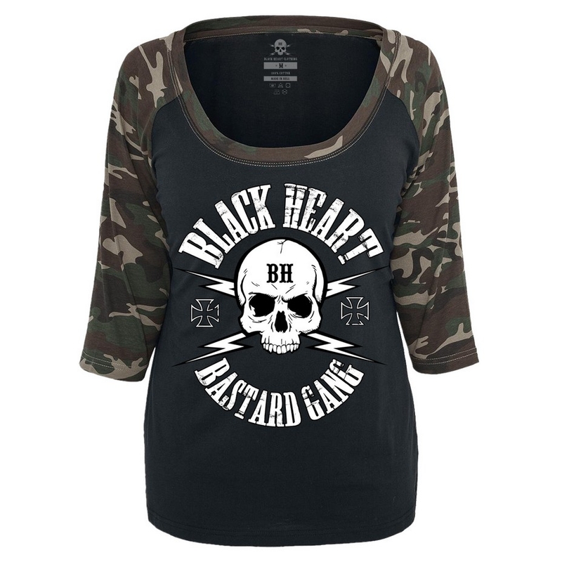Ženske majice kratkih rukava Black Heart Bastard Skull Camo rasprodaja