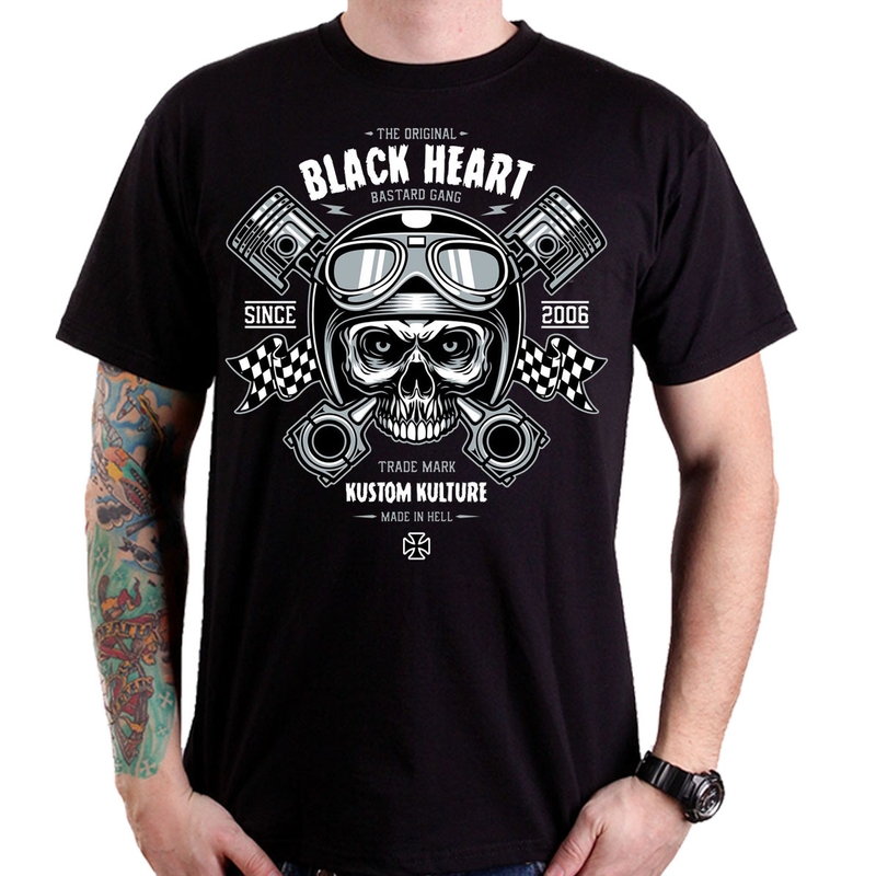 Muška majica kratkih rukava Black Heart Piston Skull