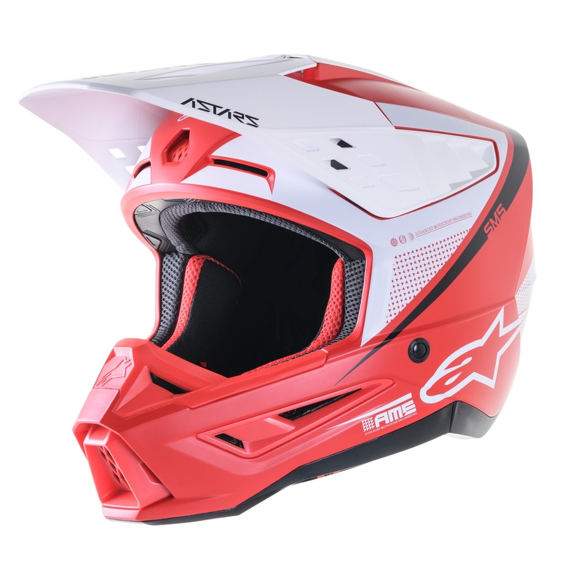 Motocross kaciga Alpinestars S-M5 Rayon crveno-bijelo-crna mat